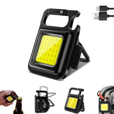 Imagen de Linterna Llavero Mini COB LED, Recargable, Magnética con USB, Impermeable de Bolsillo Cuatro Modos Luz, para Trabajo Multifuncional. Luz Emergencia, Abrelatas, Reparaciones.