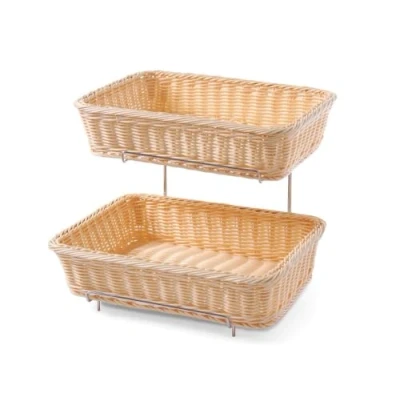 Imagen de HENDI Soporte expositor con 2 cestas GN 1/2 para panes, niveles, panera, exhibidor de portapanes, exhibir y almacenar 360x280x(H)290mm, polipropileno, acero inoxidable