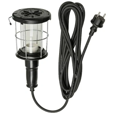 Imagen de Brennenstuhl lámpara de trabajo GH 54 / linterna inspección e taller 60W con protección cristal y goma (para bombillas E27 diámetro 27 mm, cable 5 m, IP54) negro