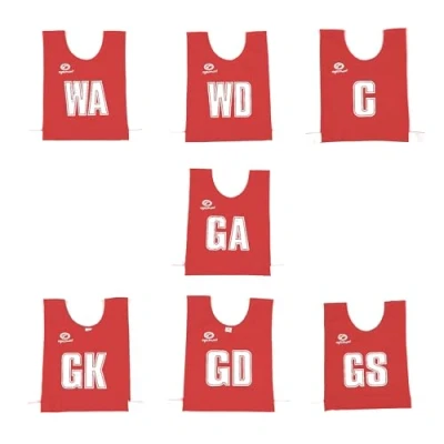 Imagen de Optimum Baberos de malla para entrenamiento netball, tallas adultas/jóvenes, paquete 7, rosso, Snr