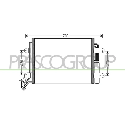 Imagen de PRASCO VG807C001 Condensador con secador 15mm 13mm Aluminio 580mm VOLKSWAGEN: Tiguan I