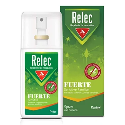 Imagen de Relec Fuerte Sensitive Familiar, Spray Antimosquitos, Repelente de mosquitos, Eficaz contral el mosquito tigre, sin olor, perfume y alcohol, 75 ml