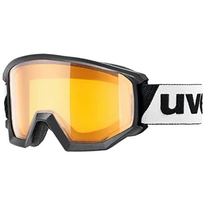 Imagen de uvex athletic LGL, gafas de esquí unisex, con mejora del contraste, campo visual ampliado antivaho, black/lasergold lite clear, one size
