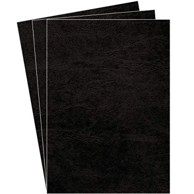 Imagen de Fellowes Portadas para encuadernar de cartón símil piel Delta Cuero, extra rígido, 250 micras, 100% reciclables, formato A4, con certificación FSC, pack 100, color negro