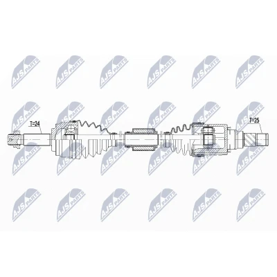 Imagen de NTY NPW MS 065 Árbol de transmisión Eje delantero, derecha 857 MITSUBISHI: Mirage / Space Star Hatchback