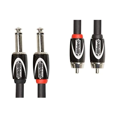 Imagen de Cable doble de interconexión la serie Black Roland — 1/4 pulgada a RCA, 1,5 m longitud RCC 5 2R28