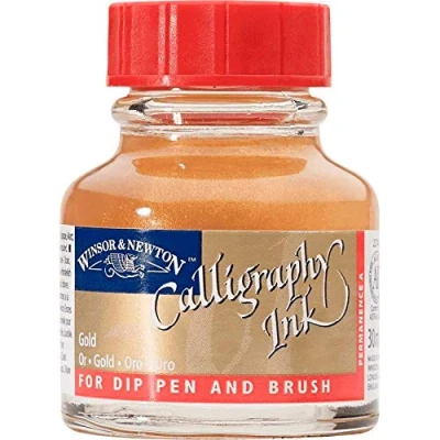 Imagen de Winsor &amp; Newton Calligraphy Ink Tinta para Caligrafía, Dorado (Gold), 30ml