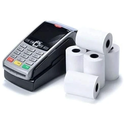 Imagen de Rollos de papel térmico para terminales pago, máquinas registradoras, recibos caja, etc. 57 x 40 mm + 100. 60 Rolls