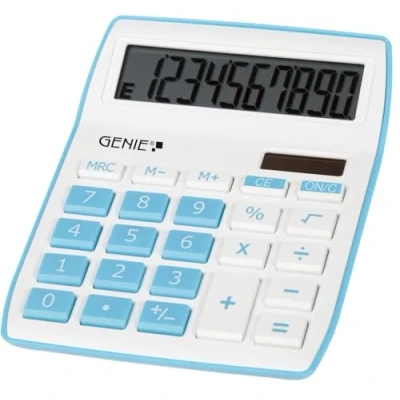 Imagen de Genie 840 B Calculadora de con pantalla inclinada 10 dígitos (panel solar y batería), color plateado azul