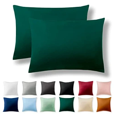 Imagen de Alreya Juego de 2 Fundas Almohada Renforcé 100% Algodón 40 x 60 cm Verde Bosque Hipoalergénica con Cremallera YKK