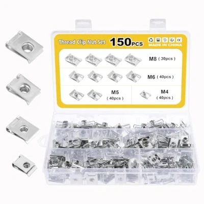 Imagen de Gueenky 150 Piezas Tornillos de Clip Tuerca en U para Auto, M4 M5 M6 M8 Tipo Tuercas Metal Roscachapa Cuerpo Coche y Moto