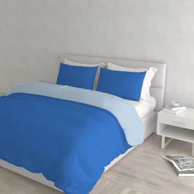 Imagen de Italian Bed Linen Natural Doble Color y Funda de Almohada, 100% Algodón, Petroleo/Gris Claro, 1 Plaza