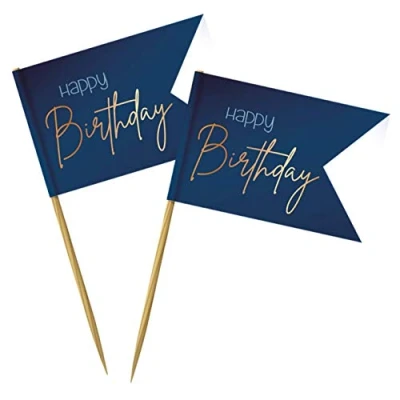 Imagen de Folat Party Pickers Elegant Verdadera azul 36 piezas, color azul, happy birthday (66003)