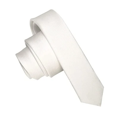 Imagen de JEMYGINS Corbata de Hombre Ajustada Color Sólido a Rayas Diagonales 4 cm Ancho Blanco