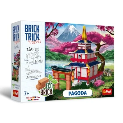Imagen de Trefl Brick Trick Travel: Pagoda Construye con Ladrillos Viajes, Bloques Eco de ladrillo Real, 160 Ladrillos, para niños a Partir 7 años