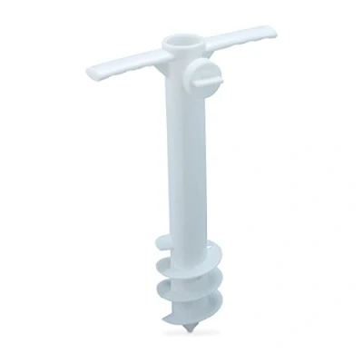 Imagen de Relaxdays Pincho Sombrilla, Sujeción de Sombrillas Jardín, Postes 19 32 mm, para Enroscar, Anclaje Parasol, Blanco