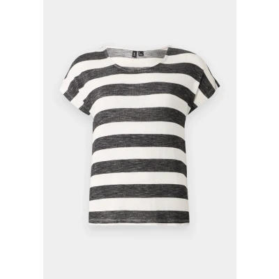 Imagen de VERO MODA VMWIDE Stripe S/L Top Noos Camiseta, Multicolor (Black Snow White) Mujer
