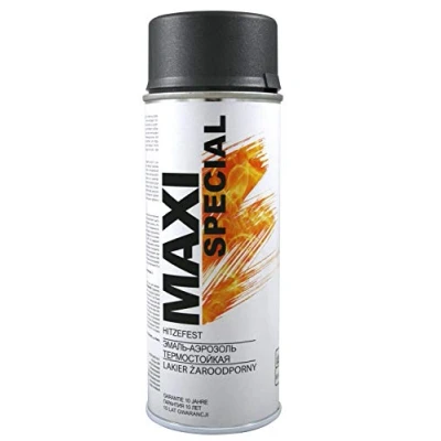 Imagen de Maxi Color Pintura en aerosol de alta temperatura, para horno, escape, 400 ml, resistente al calor, temperatura (800 C, negro mate)