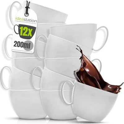 Imagen de idea station taza plastico 12 x 200 ml gris tazas desayuno irrompibles mug cafe camping ligeros y reutilizables