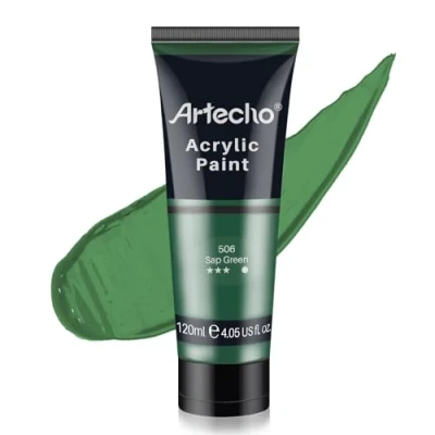 Imagen de Artecho Pinturas Acrilicas 120ml Verde Savia, Impermeable y resistente a la luz, para Lienzos, Tela, Madera, Cristal, Piedras.