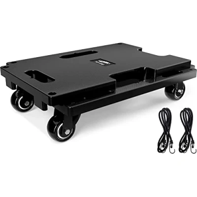 Imagen de Ronlap Muebles móviles para Muebles, Rodillos portátiles Pesados, 4 Ruedas pequeñas y Planas con 2 Cuerdas elásticas, Capacidad de 200KG, 1 Paquete, Negro