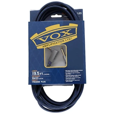 Imagen de Vox VBC 19BL Cable para guitarra jack (profesional, acodado, 5.8 m, trenzado, conector chapado en oro), color negro
