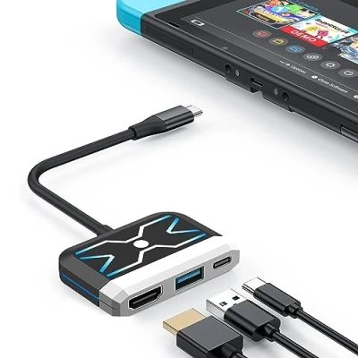 Imagen de Switch Dock para Nintendo OLED, Adaptador de TV 3en1 con HDMI 4K, Puerto USB 3.0, Tipo C 100W PD, estación Acoplamiento portátil Viaje Switch/Switch OLED