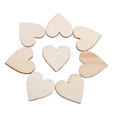 Imagen de 100 Piezas Adorno en Forma de Corazón Madera Blanco Adornos del para Las Placas Bodas Arte Artesanía Tarjeta Toma o Decoración (40mm)
