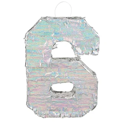 Imagen de Boland Piñata de figuras, tamaño 40 x 28 8 cm, figura holográfica, número, plata, aniversario, cumpleaños, decoración, juego fiesta