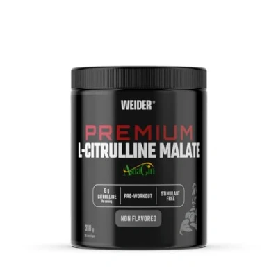 Imagen de Weider Premium L Citrulline Malate (310g) Sabor Neutro, Pre Entreno Sin Estimulantes 99% Citrulina Malato + AstraGin® para absorción, 6g citrulina/dosis, Aumenta Energía y Rendimiento, 36 porciones