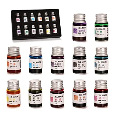 Imagen de AOKUY tintas de dibujo, caligrafía, juego 12 coloridas para escribir, dibujar, ideal regalar.