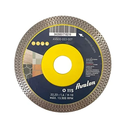 Imagen de Avalon Serie PRO Disco de Diamante Porcelánico 115 mm para amoladora. corte porcelánico, cerámica, granito y mármol tanto en seco como húmedo.