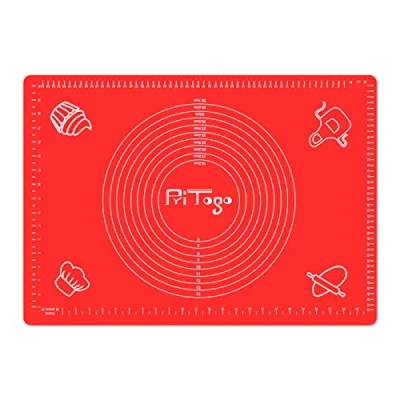 Imagen de Pritogo Tapete de Silicona Antiadherente para Amasar, Hornear (65 x 45 cm, rojo) con escala, alfombrilla enrollable Antiadherente, extra estable, antideslizante
