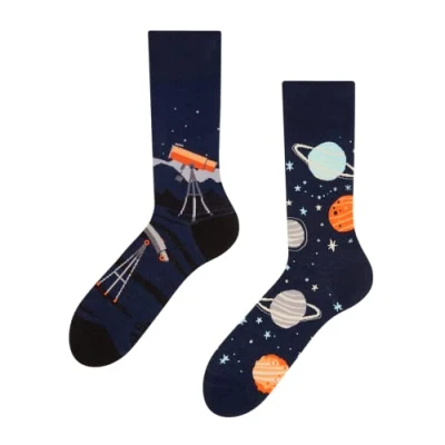 Imagen de Dedoles Calcetines Unisex Hombre Mujer y Niños Algodón muchos diseños divertidos diferente izquierda derecha, color: Negro, diseño: Cosmos, tamaño: 35 38