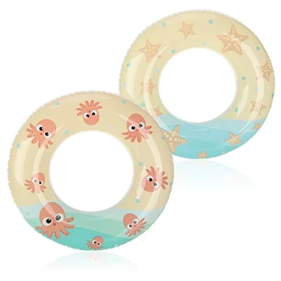 Imagen de com four® 2X neumáticos de natación para Nadar Anillo divertirse en el baño Agua Inflable Ayuda (02 Piezas Ø 61 cm Color)
