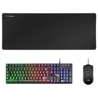 Imagen de Mars Gaming MCPXBFR, Combo Teclado H Mech FRGB, Ratón Ultraligero 10000DPI y Alfombrilla XXL, Negro, Idioma Francés