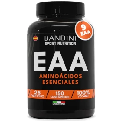 Imagen de Bandini® EAA Aminoácidos Esenciales Con 9 Pre intra y Post Entrenamiento Promueve el crecimiento la recuperación muscular Comprimidos veganos sin azúcar (150 tabletas)