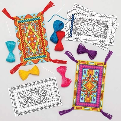 Imagen de Baker Ross Kits de Punto Cruz Alfombras Mágicas para Colorear AT683 (Pack 5) Ideales manualidades y decoraciones, surtidos