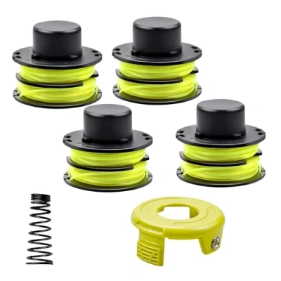 Imagen de Viilich 4pcs Bobinas de Hilo para Ryobi RAC119 RAC118, Compatible con RLT3025F/S, RLT3525S,Bobina Repuesto Cortabordes Hierba (4 + 1 Tapa Resorte)