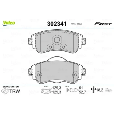 Imagen de VALEO 302341 Juego de pastillas freno Eje delantero excl. contacto avisador desgaste Chapa antichirridos CITROËN: C4 II Hatchback