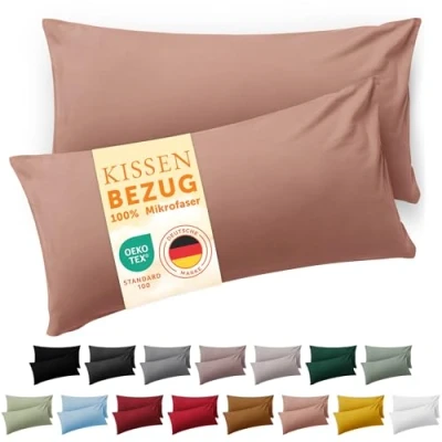 Imagen de Blumtal Fundas de Almohada 50x80 cm (Juego 2) cojín Microfibra para sofá con Cierre Sobres, Extra Suaves y Lavables, Certificado Oeko Tex Rosa