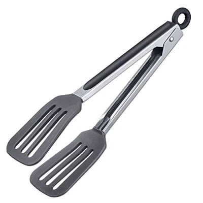 Imagen de Westmark pinzas para servir, Con grandes mangos de silicona y empuñaduras goma, Longitud: 26,5 cm, Acero inoxidable/plástico/silicona, Comfort Silicone Mini, Plata/negro, 16112270