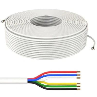 Imagen de Lumonic 6x 0,34mm² LED cable de control blanco 100m I 6 hilos enfundado flexible apantallado, prolongación LiYY,