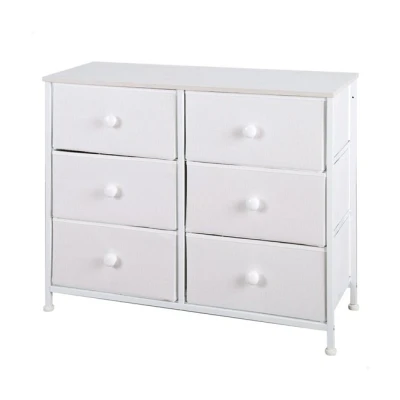 Imagen de AKTIVE 18409 MAX Home Cómoda Dormitorio Multiusos, 6 cajones de Tela, 80x30x62 cm, Estructura Acero, Tablero Madera, Color Blanco, con Sistema nivelación, Organización, Almacenamiento