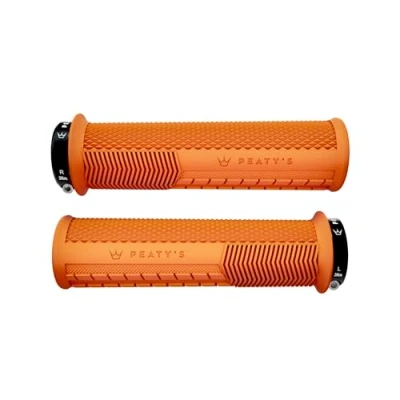 Imagen de Peaty&#039;s Monarch Grips Naranja/moleteado/Grueso Control de Carreras, Barras Dedo duraderas, ergonómicas, Almohadilla cómoda para el Pulgar, Todo día, Tipo Clima y Terreno, Bicicleta
