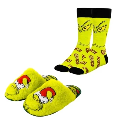 Imagen de The Grinch Zapatillas de Estar por Casa Mujer Hombre, Pantuflas y Calcetines Regalo para Adultos, Talla EU 40/41 Verde