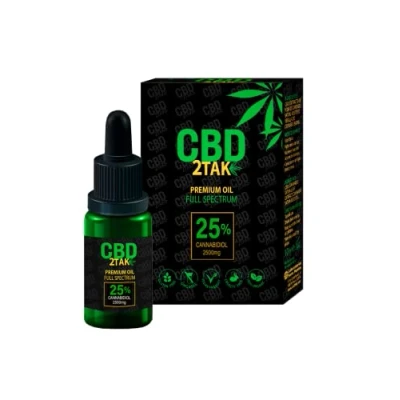 Imagen de Aceite CBD 2TAK 25% uso tópico 10ml. orgánico 100% Natural PREMIUM OIL FULL SPECTRUM VEGAN FRIENDLY GLUTEN FREE LACTOSE NON GMO Cannabidiol 2500mg THC