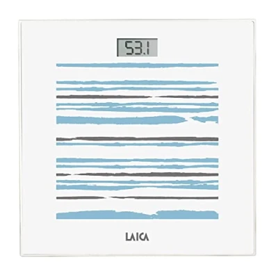 Imagen de Laica Báscula electrónica efecto piedra con hojas peso máx.180Kg, Líneas Abstractas Lila, PS1074
