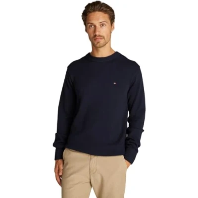 Imagen de Tommy Hilfiger Jersey Hombre Chunky Cotton Crew Neck de punto, Azul (Desert Sky), XL