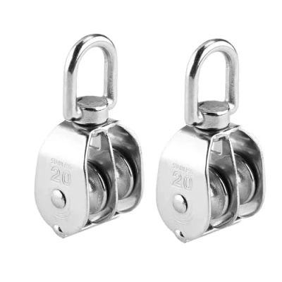 Imagen de 2 poleas de doble polea M20 acero inoxidable 304, cuerda bloque inoxidable, inversión, para cuerdas elevadores cuerda, barcos, yates, accesorios bricolaje